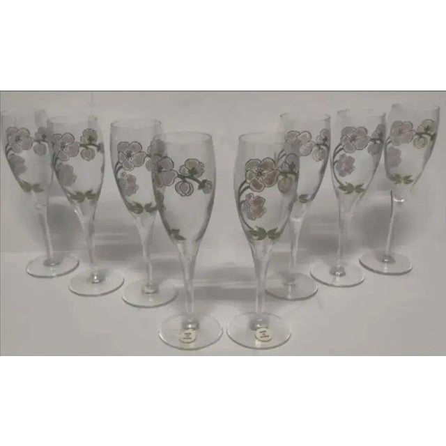 Glass Vintage Perrier-Jouët Green Glass Champagne Bucket With Champagne Flutes Set- 9 Pieces For Sale - Image 7 of 8