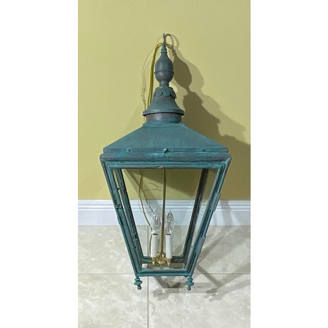 Antique Restored Street Light Converted to Hanging Lantern / Foyer Chandelier For Sale - Image 11 of 15