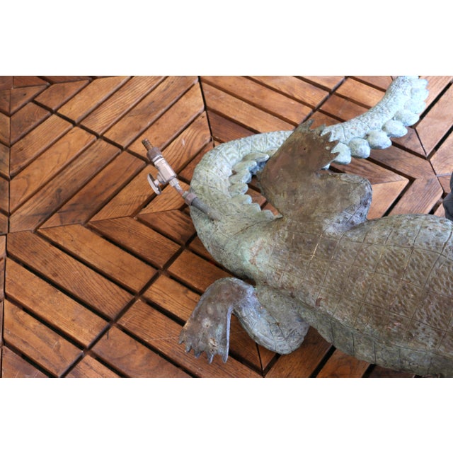 Vintage Bronze Crocodile Garden Fountain Sculpture, Circa 1970s For Sale - Image 18 of 18
