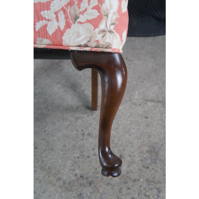 Late 20th Century Ethan Allen Queen Anne 20-7517 Floral Upholstered Sussex Wingback Armchair For Sale - Image 13 of 14