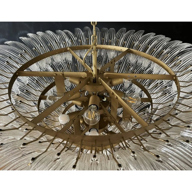 Murano Palmette Ceiling Light on Four Levels, 163 Trasparent Glasses For Sale In Los Angeles - Image 6 of 9