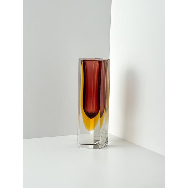 A small Murano faceted Sommerso vase by Luigi Mandruzzato, hand-crafted in Italy during the 1960s. The vase is pentagonal...