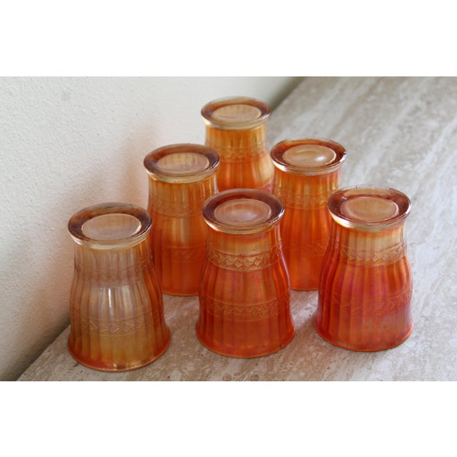 Vintage Fenton Scale Band Marigold Carnival Glass Tumblers - Set of 6 For Sale - Image 10 of 15