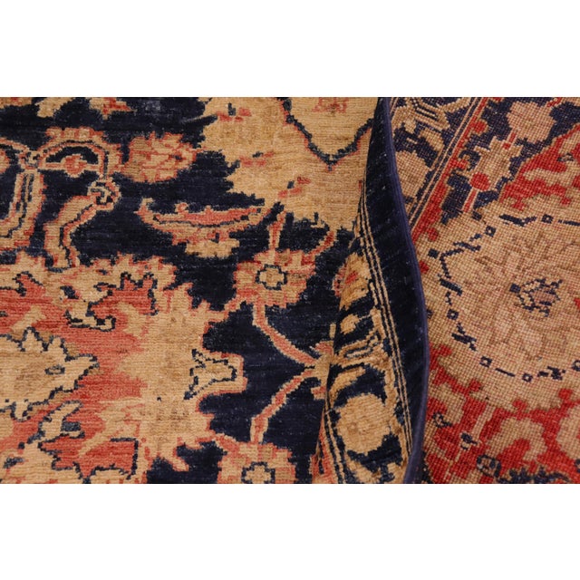 Salmon Classic Ziegler Blue Salmon Hand-Knotted Wool Rug - 9'5'' X 11'8'' For Sale - Image 8 of 8