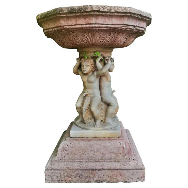 Centerpiece Fountain with Octagonal Basin in Rosso Verona Marble, 18th Century For Sale - Image 5 of 8
