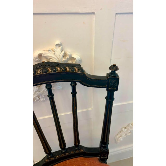 Antique Victorian Ebonised & Gilt Dining Chairs, 1880, Set of 4 For Sale - Image 6 of 18