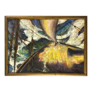 Jacques Lagrange (French, 1917-1995) Untitled Modernist Seascape, Signed (1931, Oil on Canvas)