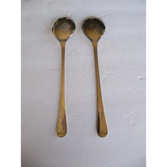English Vintage Sheffield Silver-Plate Salad Utensils For Sale - Image 3 of 5