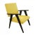 Mid-century armchair. French design ebony wooden structure, original yellow PVC upholstery.