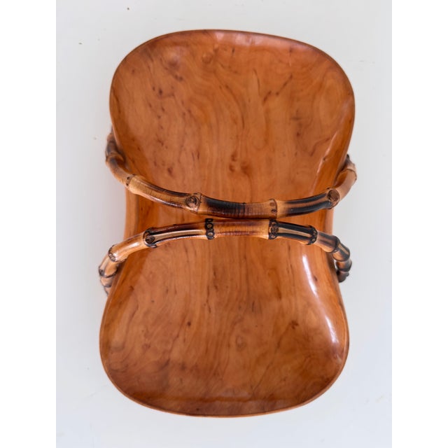 Mid-Century Italian Nutwood and Bamboo Basket, 1970s For Sale - Image 16 of 17