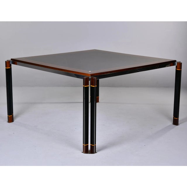 Wood Italian Modernist Square Dining Table With Metal Detailing by Paolo Barracchia For Sale - Image 7 of 12