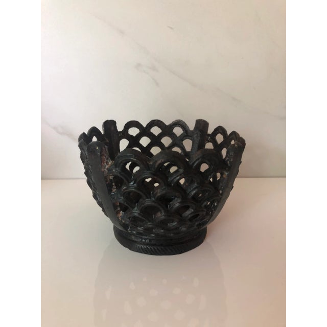 Mid 20th Century French Cast Iron Lattice Jardiniere For Sale - Image 6 of 7