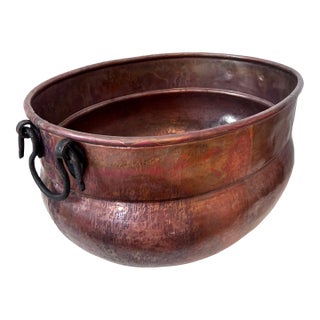 19th Century Copper Chimney Pot or Planter with Wrought Iron Handles For Sale