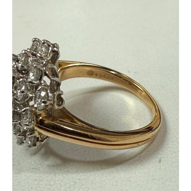 Metal Mid 20th Century Oscar Heyman 18k Yellow & White Gold Diamond Cluster Cocktail Ring - Size 5.25 For Sale - Image 7 of 7