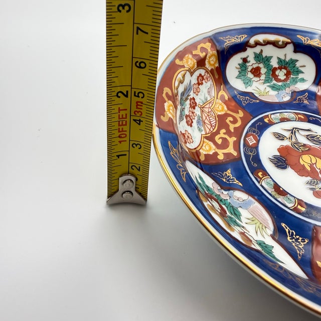 Japanese Vintage Japanese Gold Toyo Imari Hand Painted Small Bowl Floral Birds Red Blue For Sale - Image 3 of 11