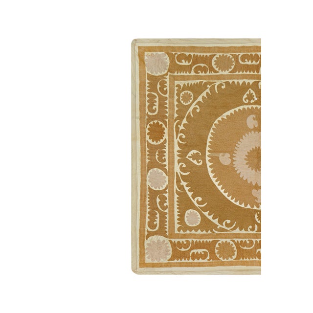 1960s Suzani Tablecover Decorative Tablecloth for Home 3'7'' X 3'9'' For Sale - Image 5 of 9