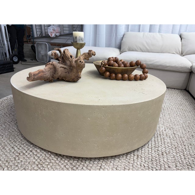 Rh Ixtapa Round Coffee Table – 48” Limestone Finish (Indoor / Outdoor) For Sale - Image 9 of 16