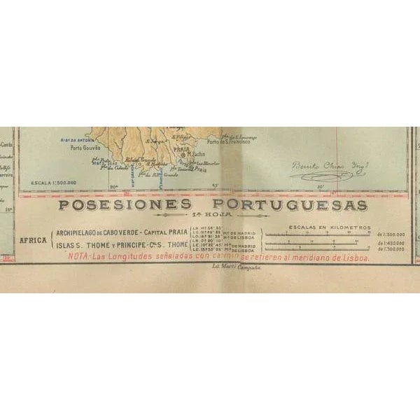 Green Map of Portugal's Atlantic Archipelagos, 1903 For Sale - Image 8 of 12