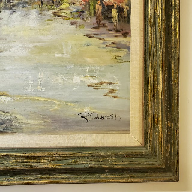 Mid 20th Century California Town Scene Oil Painting by Ruby Dobesh, Framed For Sale - Image 11 of 12