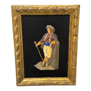 19th Century Italian Pietra Dura Commedia Dell’Arte Figure Plaque For Sale