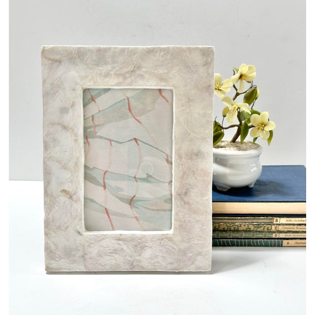 Vintage Capiz Shell Picture Frame – Iridescent Coastal Decor Hollywood Regency Style For Sale - Image 12 of 12