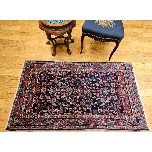 Vintage Indian Agra Rug, Handwoven Wool Pile, Allover Floral Design, 3' x 5' For Sale - Image 12 of 13