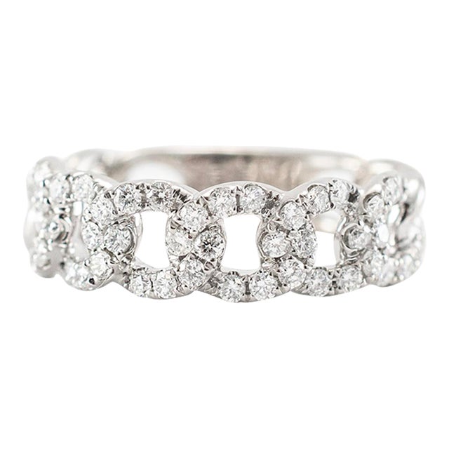 18k White Gold Link Diamond Band Ring Size 6.5 For Sale