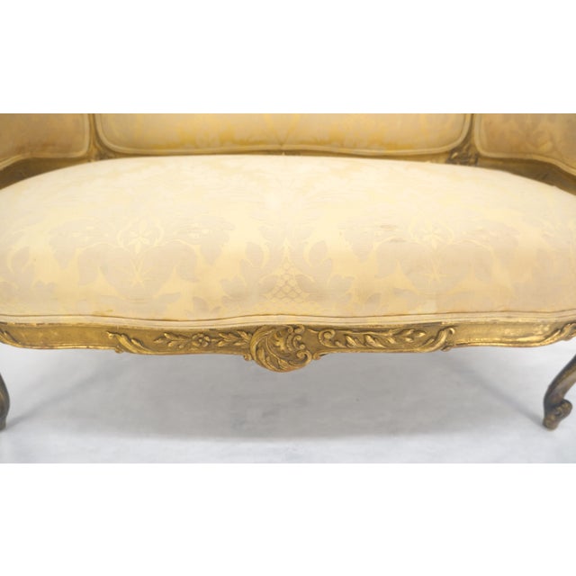 Gold c1920s French Louis XV Gold Gilt Wood Loveseat Sofa For Sale - Image 8 of 12