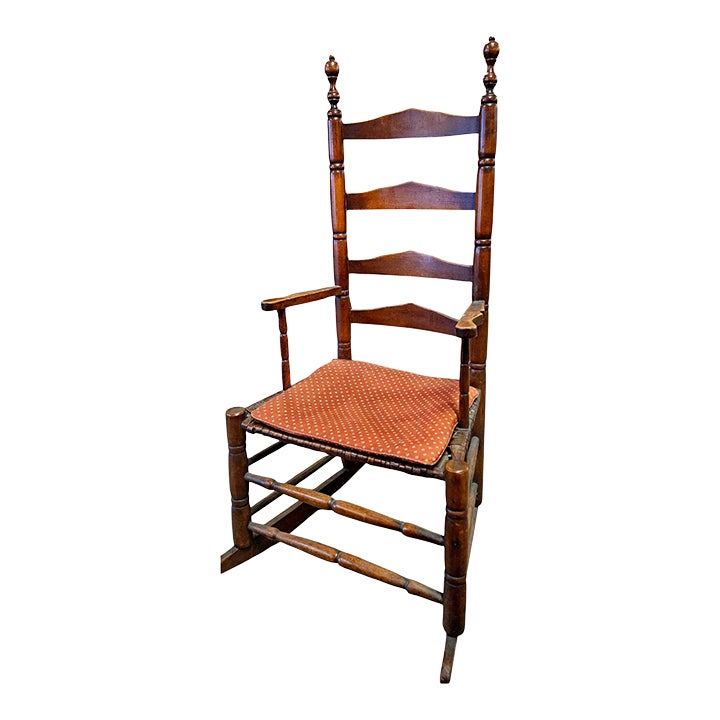 18th Century American Ladder Back Rocking Chair With Splint Hickory ...