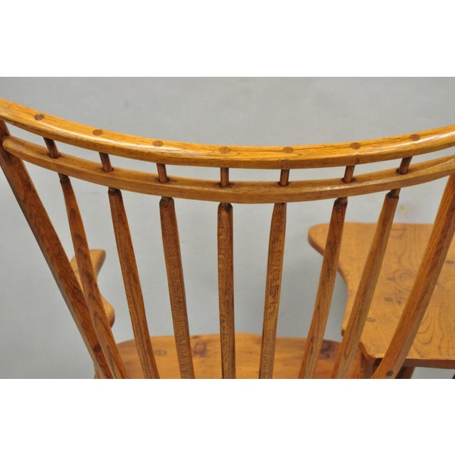 Vintage Hunt Country Furniture Pine Wood Writing Desk Windsor Chair W/ Drawer For Sale - Image 18 of 18