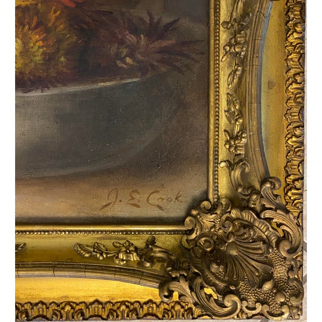 French Still Life Oil Painting of Flowers 20th Century, Signed j.e. Cook For Sale - Image 3 of 9