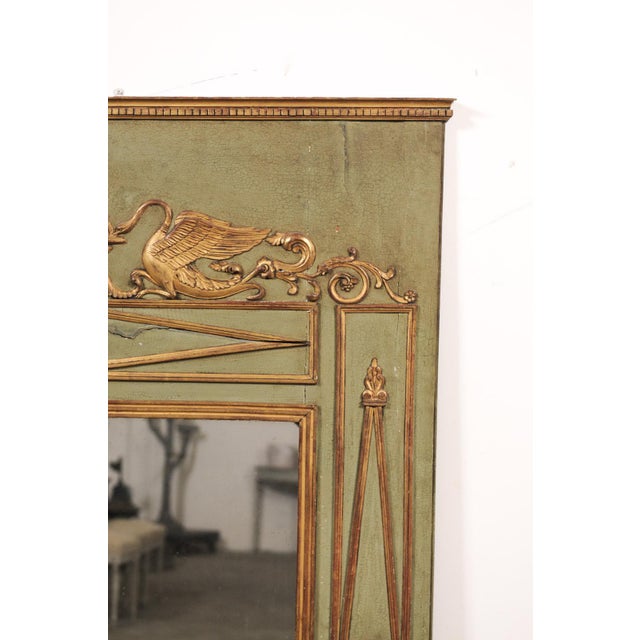 Neoclassical Large 19th C. Trumeau Mirror With Swan Motif For Sale - Image 3 of 16