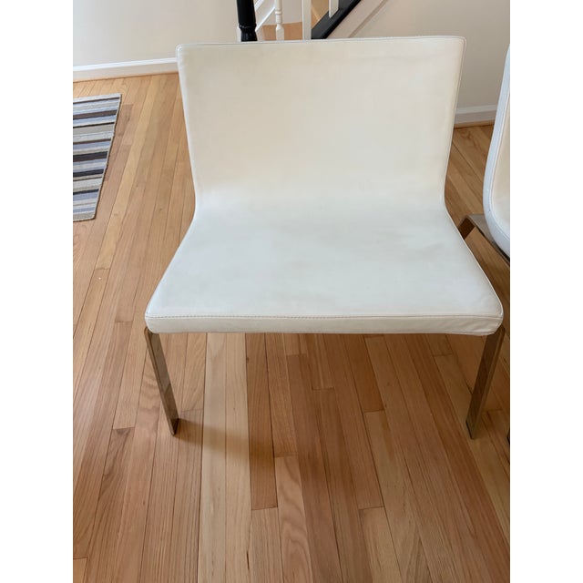 White Pair of Blu Dot Stella Lounge Chairs in White Leather For Sale - Image 8 of 9