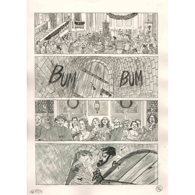 This work entitled "Party at the court of Pope Paul III" is a board of the graphic novel published in 2016 by Kleiner Flug...