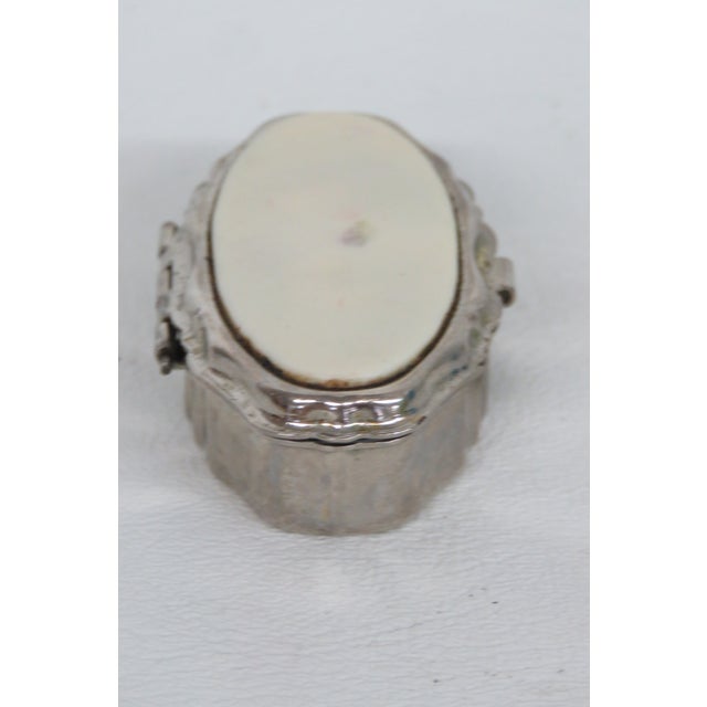 Italian Metal Pill Box Small Compact Vintage Trinket Storage With Clasp Closure 4760b For Sale - Image 3 of 12