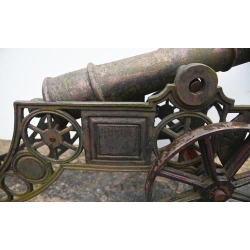 Vintage English Cast Iron Garden Cannon For Sale - Image 4 of 10