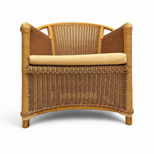 Wicker and Bamboo Patio Chairs in Alcantara, 1980s, Set of 2 For Sale - Image 5 of 16