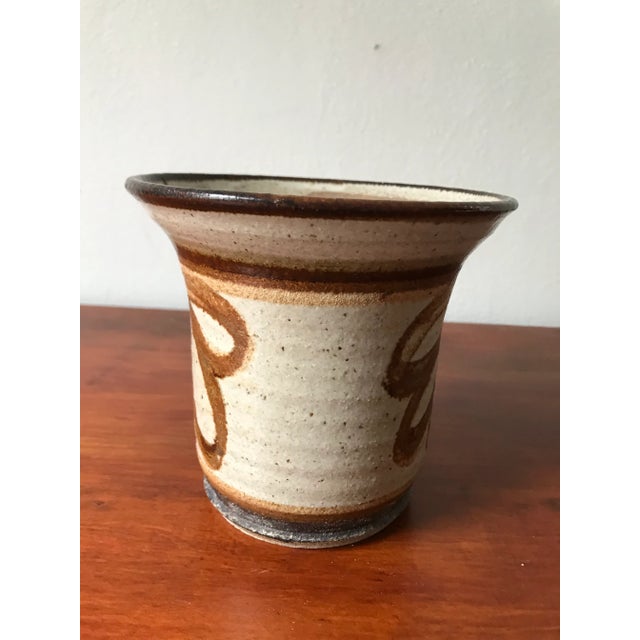 Handmade Vintage Stoneware Pottery Cachepot Vase For Sale - Image 4 of 9