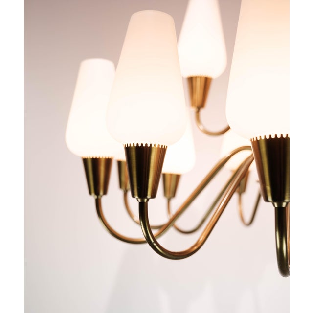 Silver Danish Lamp with Arms of Brass and Glass, 1950s For Sale - Image 8 of 10