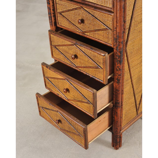 Carrie Bradshaw's English Aesthetic Bamboo Rattan Chest Dresser For Sale - Image 9 of 18