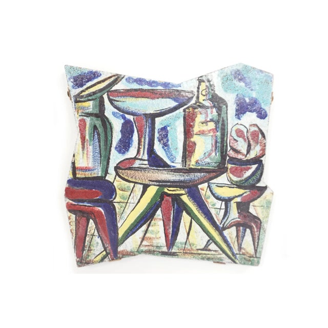 Large Italian Decorative Cocktail Bar Ceramic Tiles, 1950s, Set of 3 For Sale - Image 6 of 7