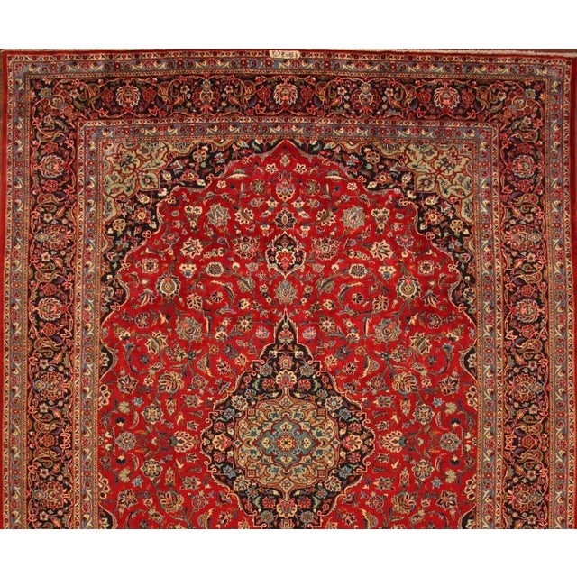 Middle Eastern Hand-Knotted Kashan Rug For Sale - Image 3 of 11