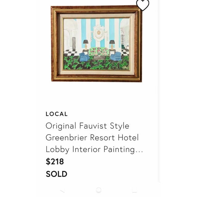 Original Fauvist Greenbrier Resort Hotel "Lobby Lounge" Dorothy Draper Interior Art For Sale - Image 14 of 14