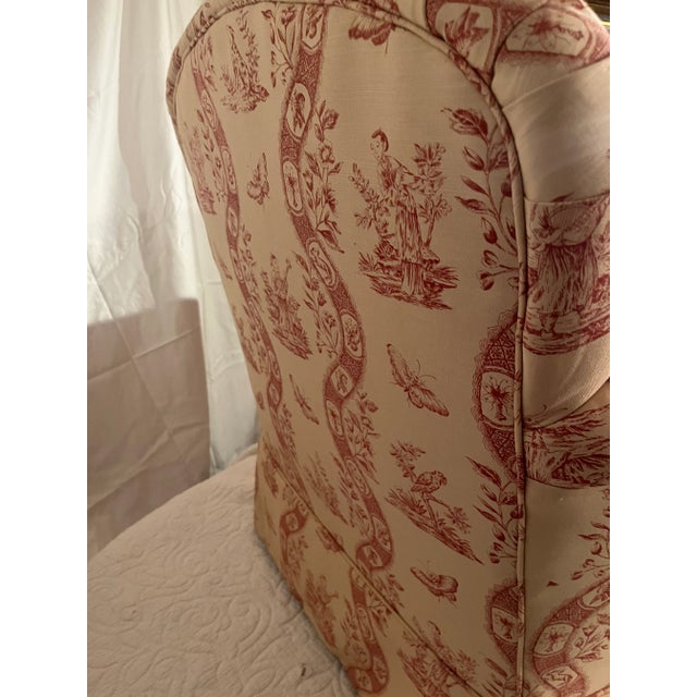 Textile Upholstered Club Wing or Arm Chair George Smith Style Covered in Either Bennison or Pierre Frey Fabr For Sale - Image 7 of 13