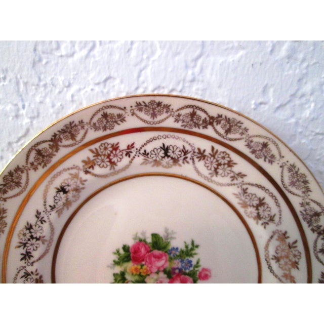 1960s Vintage 22k Floral Dessert Plates - Set of 6 For Sale - Image 5 of 6