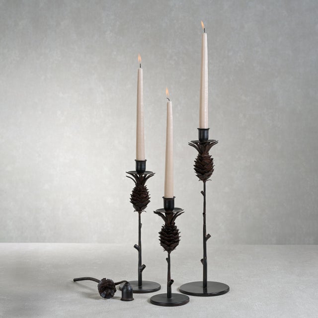 Brunel Pinecone Design Wrought Iron Candleholder, Large For Sale - Image 4 of 4
