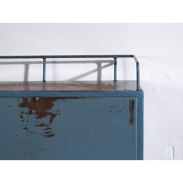 Blue Vintage Metal Workshop Cabinet, 1950 For Sale - Image 8 of 11