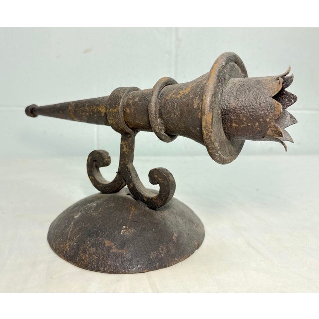 Antique Gothic 19th Century Hand Wrought Iron Wall Mount Candle Sconce Fixture For Sale - Image 10 of 10