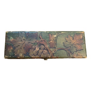 Antique 1920's Pyrography Box Grape and Leaf Motif For Sale