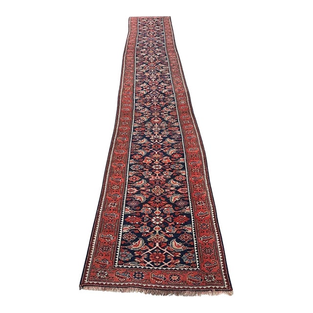 Extra-Long Antique Persian Kurdish Runner 2.10' X 15.10' (86cm X 483cm) 1900s For Sale